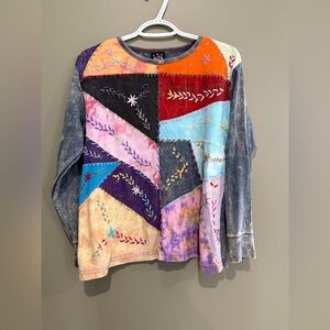 Multicolor Patchwork Long Sleeve Top